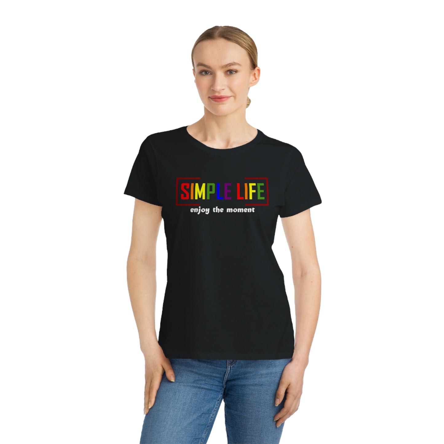 Women's Organic LGBTQ+ Ribbed T-Shirt enjoy the moment (dark colours)