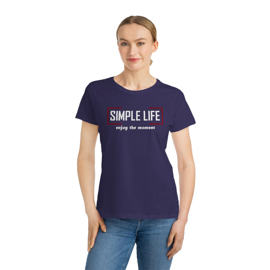 Women's Organic Ribbed T-Shirt enjoy the moment (dark colours)