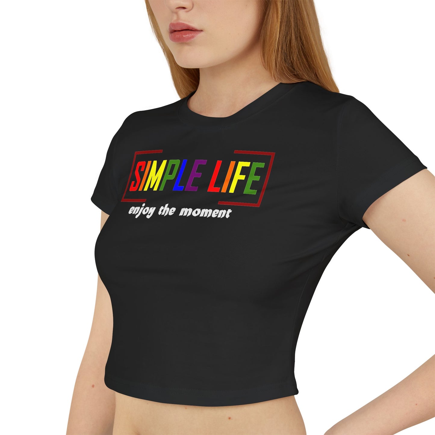 Women's LGBTQ+ Baby Tee enjoy the moment (black)