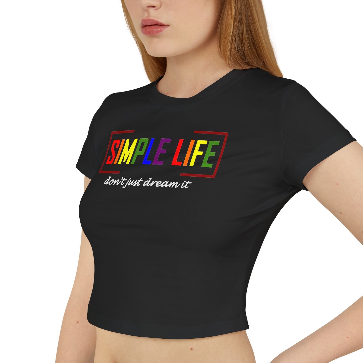 Women's LGBTQ+ Baby Tee don't just dream it (black)