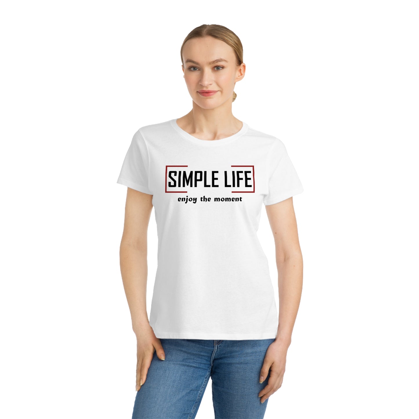 Women's Organic Ribbed T-Shirt enjoy the moment (light colours)