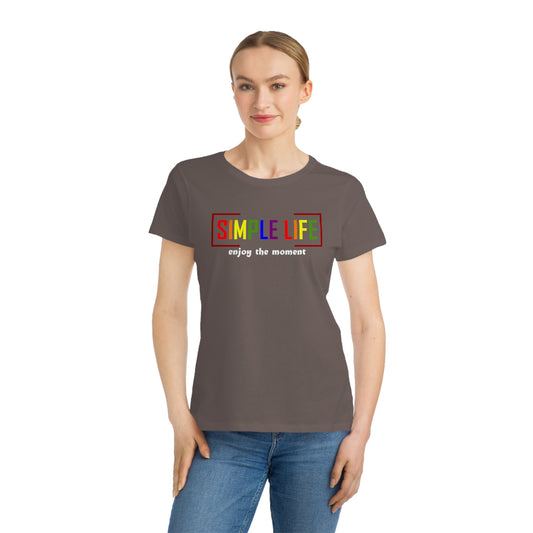 Women's Organic LGBTQ+ Ribbed T-Shirt enjoy the moment (dark colours)