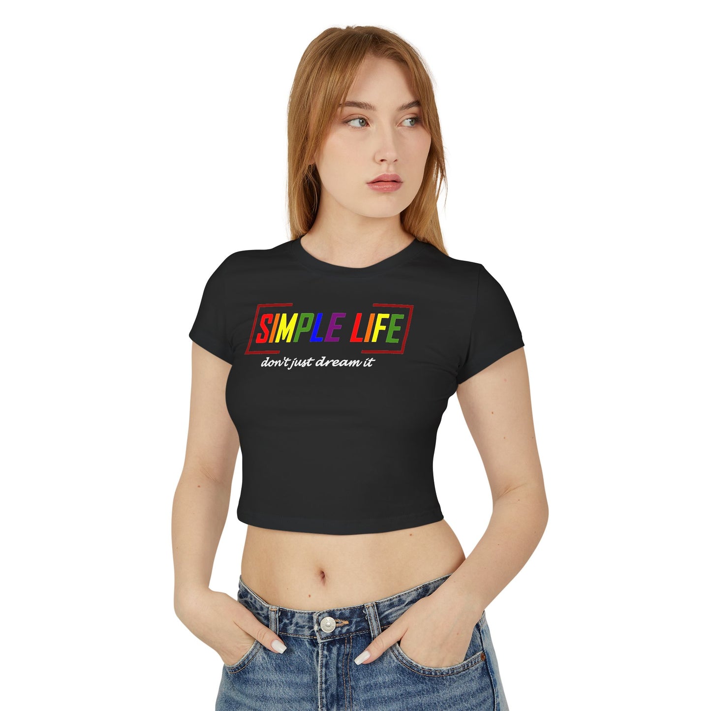 Women's LGBTQ+ Baby Tee don't just dream it (black)
