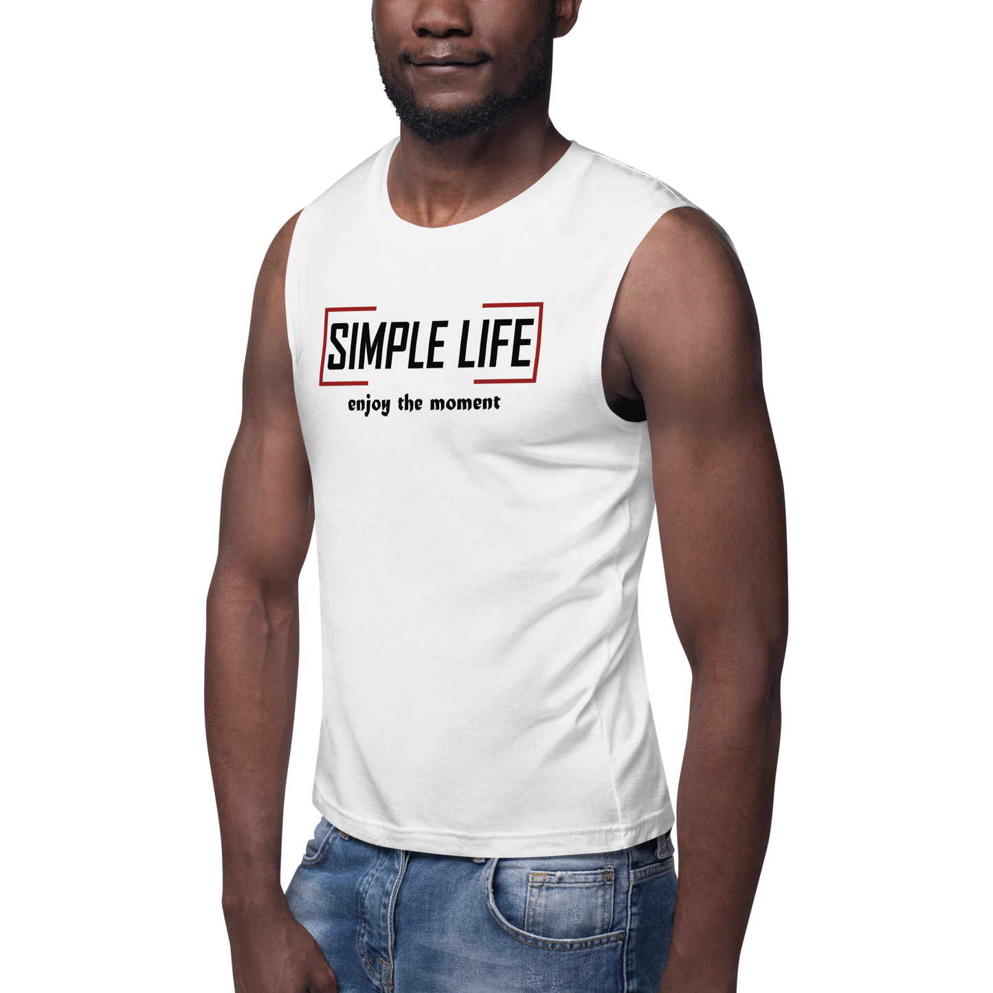Men's Muscle Shirt (white) enjoy the moment