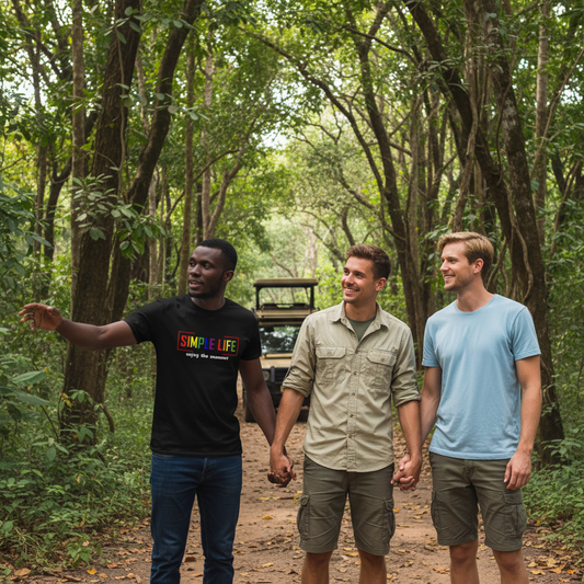 Short-Sleeve Men's LGBTQ+ T-Shirt enjoy the moment