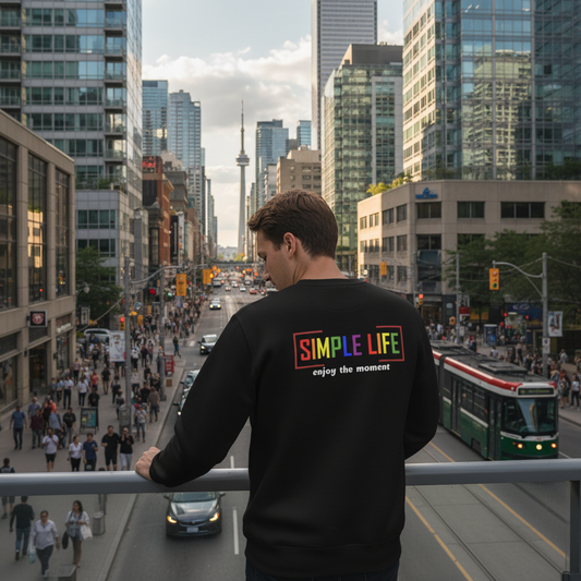 Men's Organic Mid-Weight LGBTQ+ Sweatshirt enjoy the moment (dark colours)