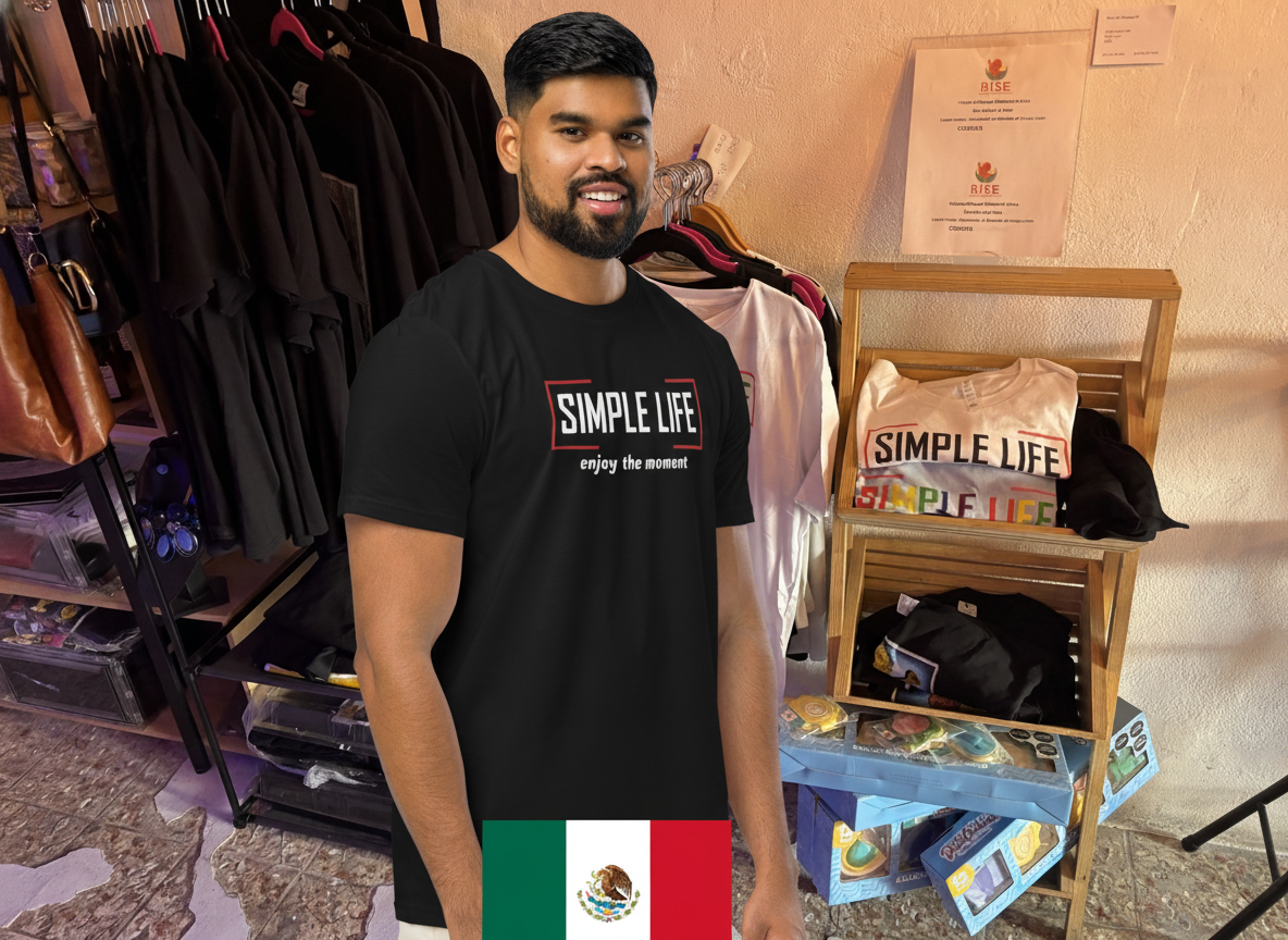 Men's Organic Mid-Light T-Shirt enjoy the moment (dark colours)