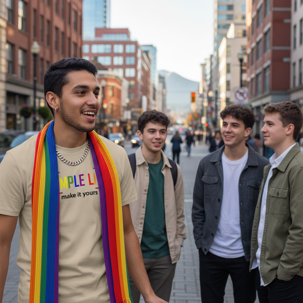 Men's Organic Mid-Light LGBTQ+ T-Shirt make it yours (light colours)