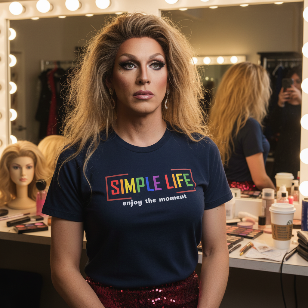 Women’s Organic Ribbed Neck T-Shirt LGBTQ+ (dark colours) enjoy the moment